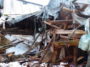 Aftermath of a roof collapse