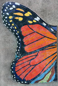 Majestic butterfly fantasy mosaic that is going up on the side of the Adams Recreation Center in San Diego