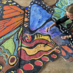 Majestic butterfly fantasy mosaic that is going up on the side of the Adams Recreation Center in San Diego