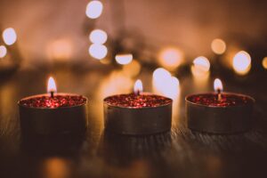 Red Candles Lit Indoors
